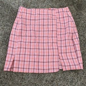 pink skirt with orange, white and purple lines, from shein, hasn’t worn before